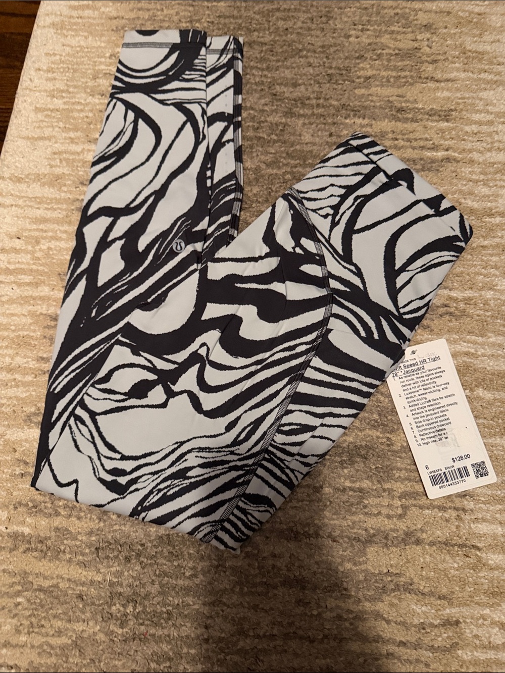 lululemon athletica Black and White Jacquard Swift Speed HR Tights